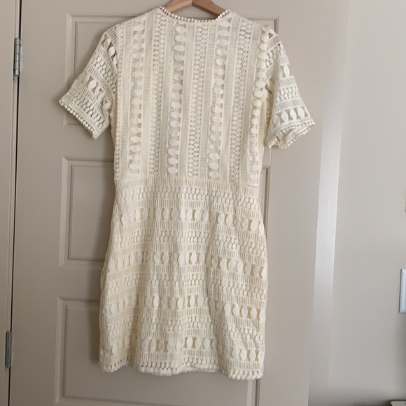 H&M Cream Crochet Knee Length Sweater Dress Size 12 - Picture 2 of 8